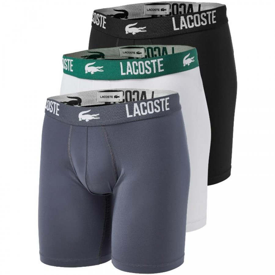 Boxer in poliammide Lacoste Bianchi Grigi Neri 3 unità