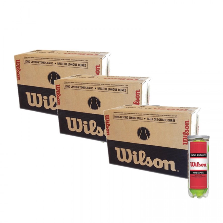 Cajon 72 Pelotas - 24 Botes de 3 uds - Wilson Rush 100 x 3 Unidades  Oferta + Barato