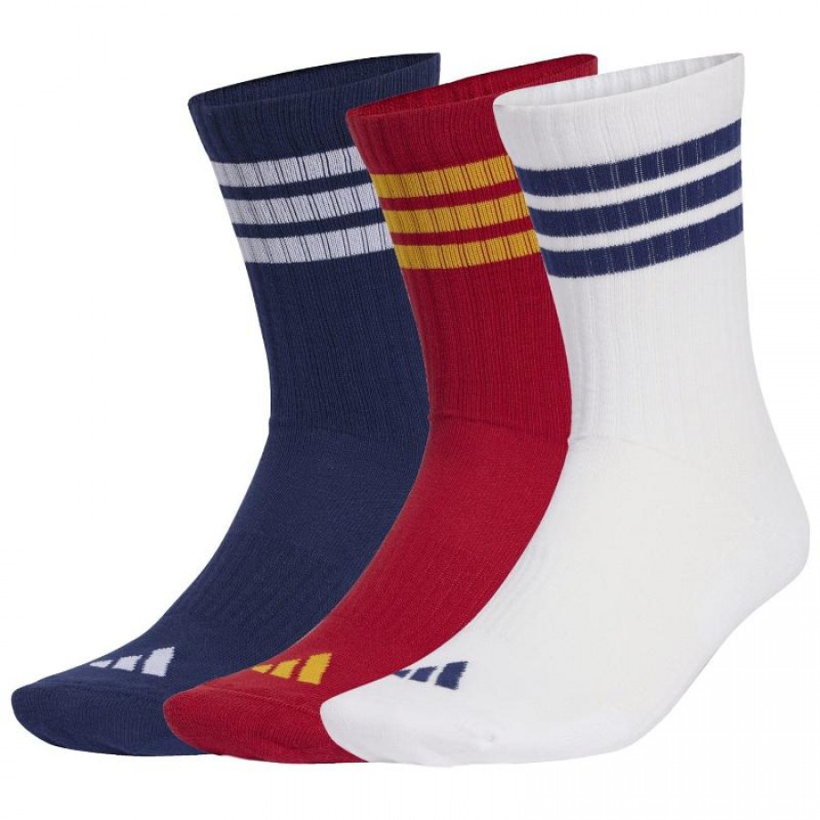 Calcetines Adidas Essentials Amorti Crew Azul Rojo Blanco 3 Pares