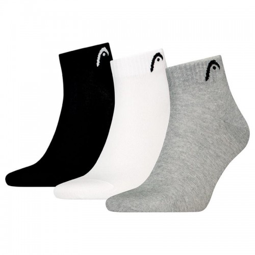 Calcetines Head All Sports Quarter Negro Blanco Gris 3 Peças