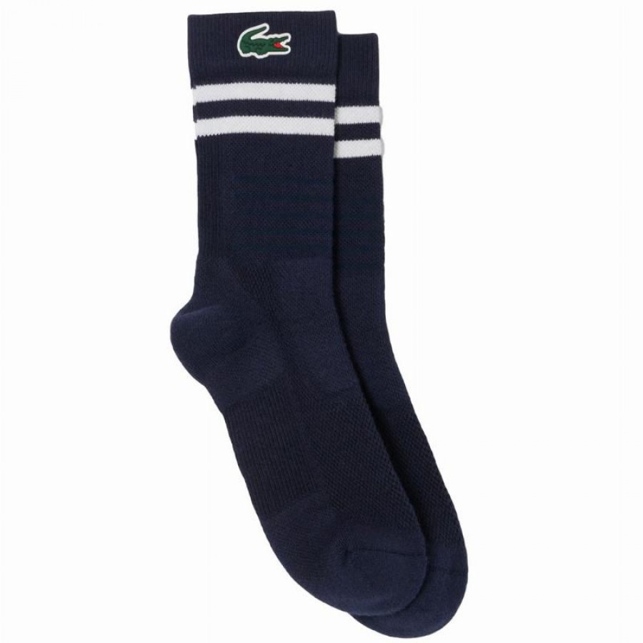 Meias de Corte Alto Lacoste Sport Marinho Branco 1 Par  Oferta + Barato