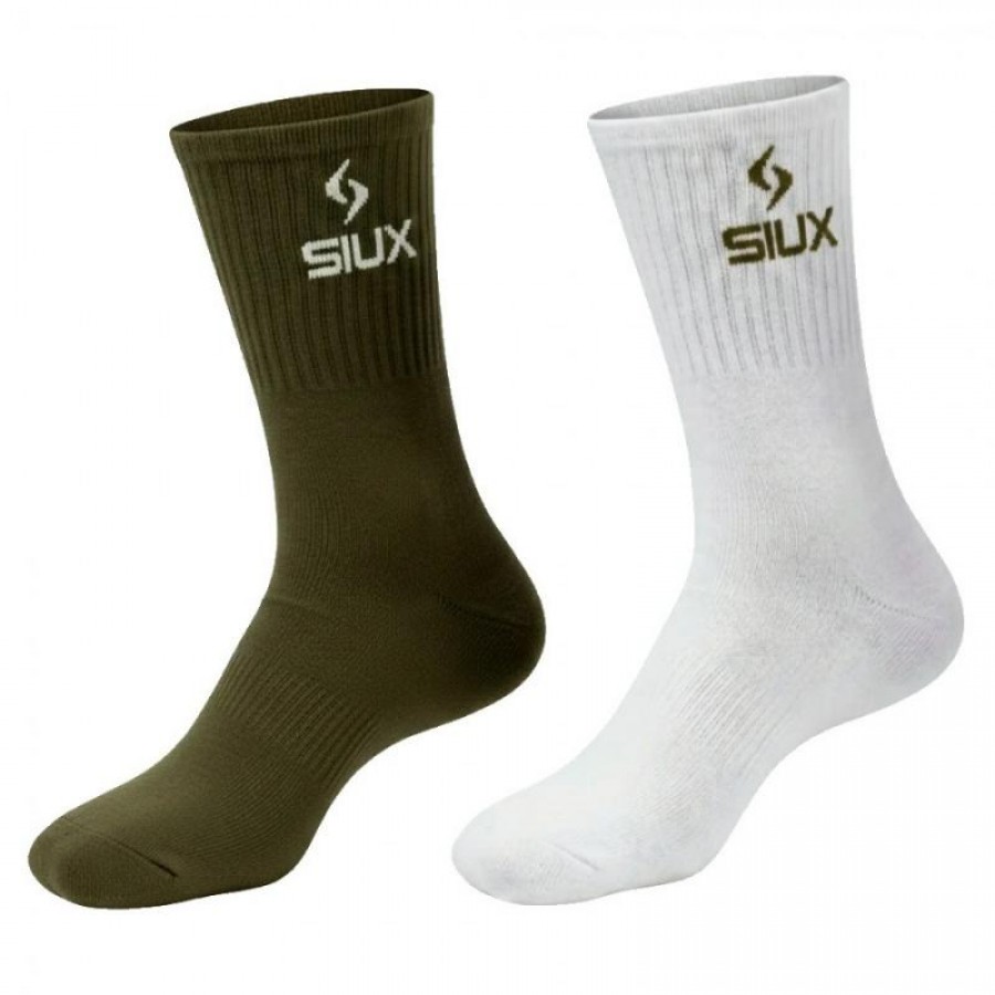 Siux Groove High Shaft Socks Green White 2 Pairs