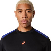 Camiseta Asics Padel Court SS Top Preto Azul Cobalto  Oferta + Barato