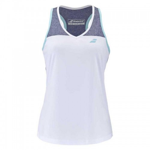 Camiseta Babolat Play Blanco Azul Mujer