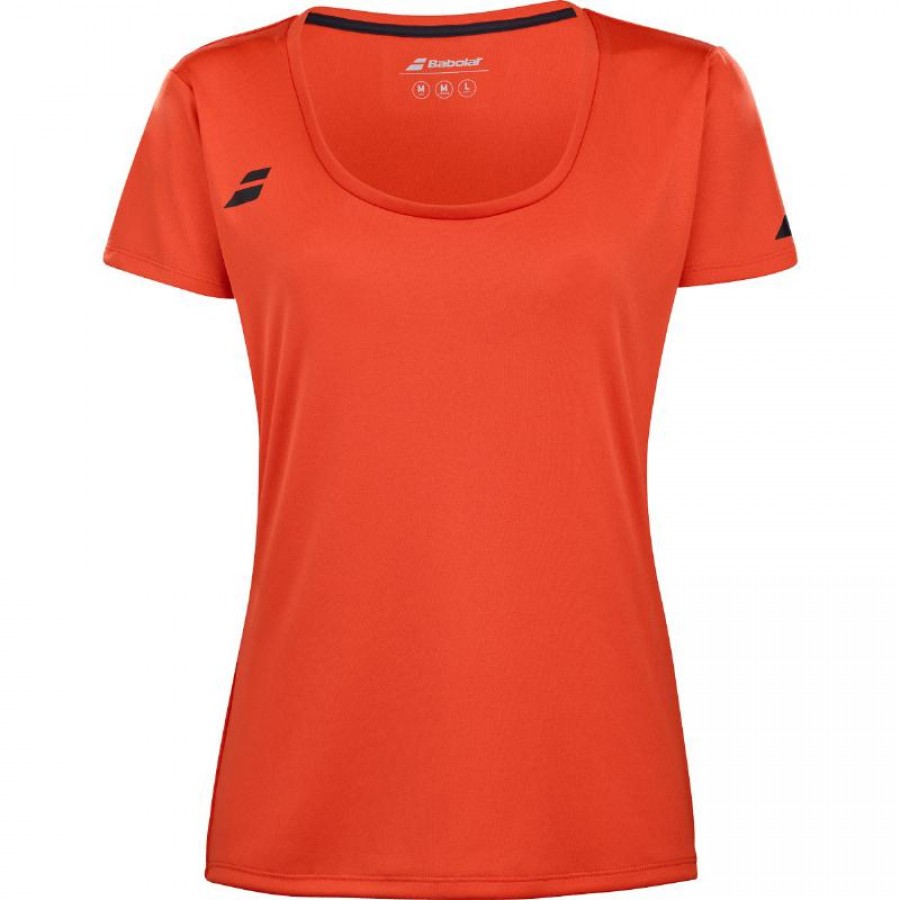 Camiseta Babolat Play Capsleeve Rojo Naranja Mujer