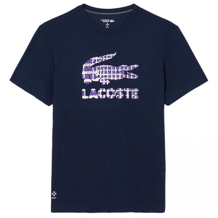 Camiseta de tênis Lacoste Daniil Medvedev azul marinho  Oferta + Barato