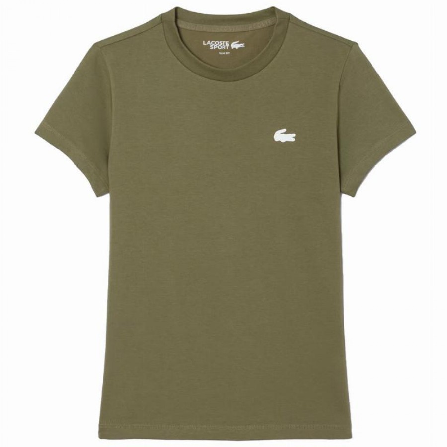 T-Shirt Femme Lacoste Sport Vert Kaki  Offre - Pas cher