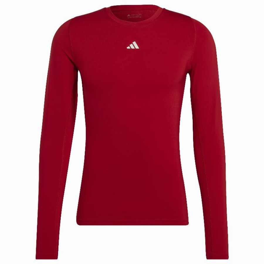 Adidas Techfit Long Sleeve T-Shirt Red  Offer + Cheap