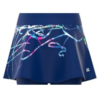 Falda Bidi Badu Decoração Estampada Ondulada Azul Oscuro