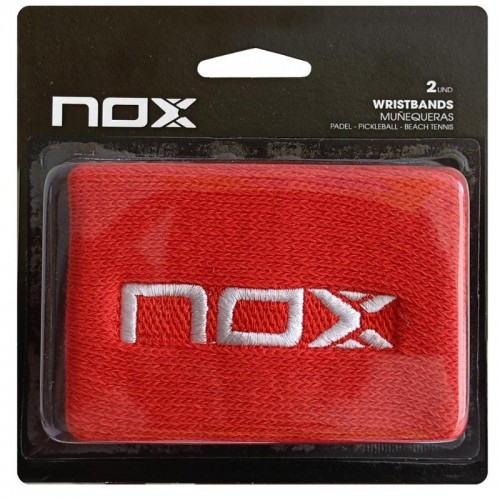 Muñequera Nox Roja Logo Blanco 2 Unidades
