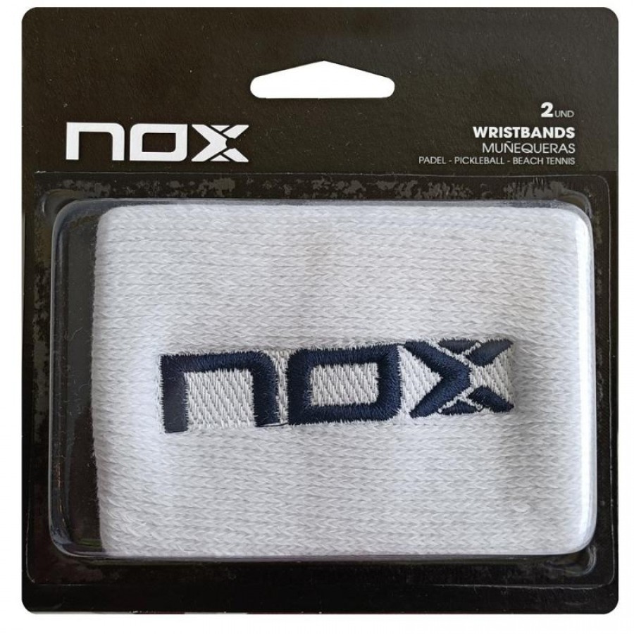 Muñequeras Nox Blanco Logo Azul Marino 2 Unidades  Oferta + Barato