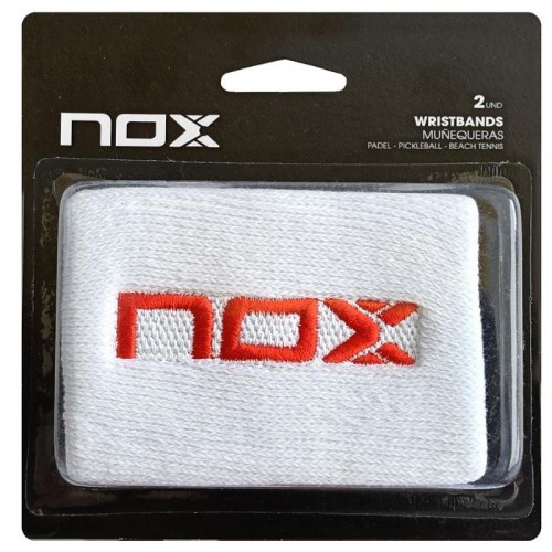 Muñequeras Nox Blanco Logo Rojo 2 Unidades
