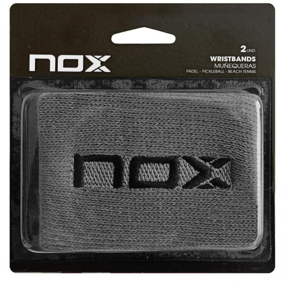 Munequeras Nox Gris Logo Negro 2 Unidades  Oferta + Barato