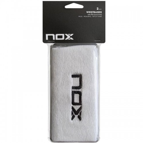 Munequeras Nox Largas Blanco Logo Negro 2 Unidades