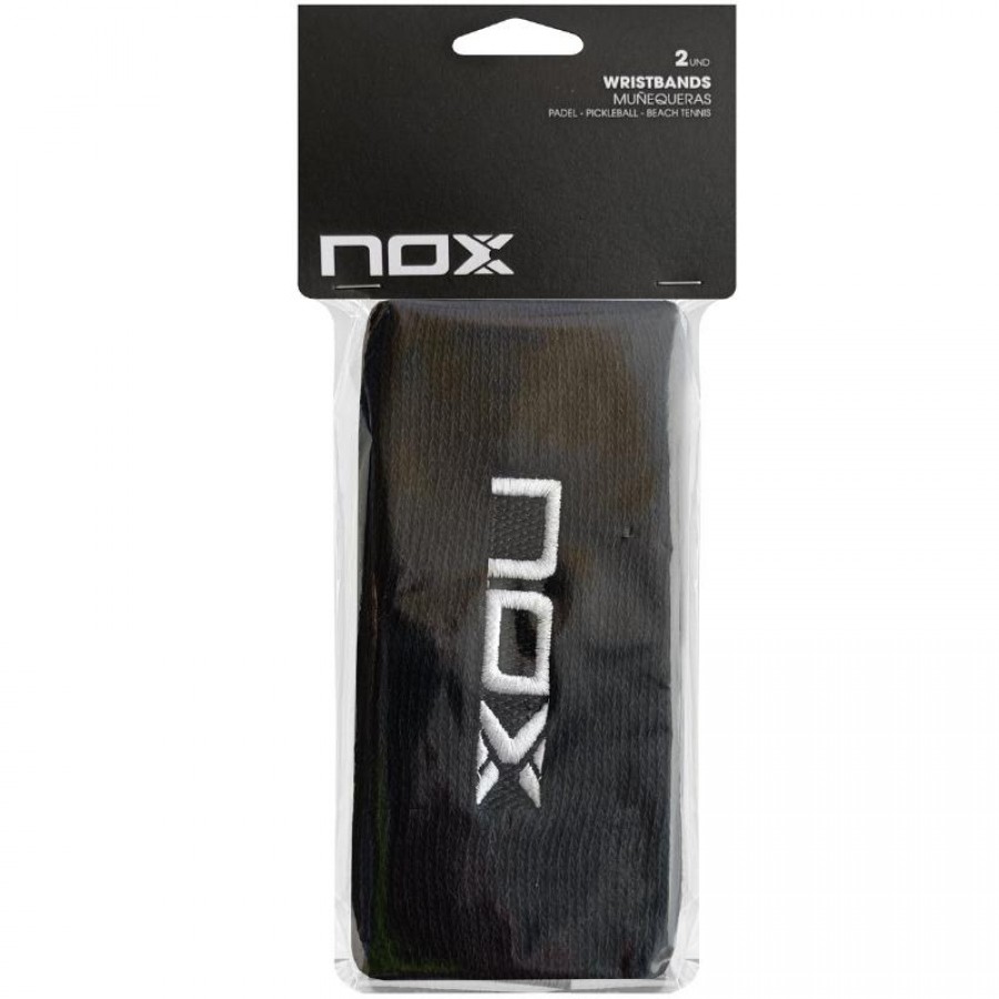 Munequeras Nox Largas Negro Logo Blanco 2 Unidades   Oferta + Barato