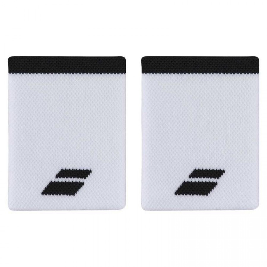 Babolat Jumbo Logo Wristbands White Black PADELPOINT Babolat Jumbo Logo Wristbands White Black