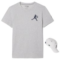 Pack Camiseta Lacoste Novak Djokovic Boné Cinza e Branco  Oferta + Barato