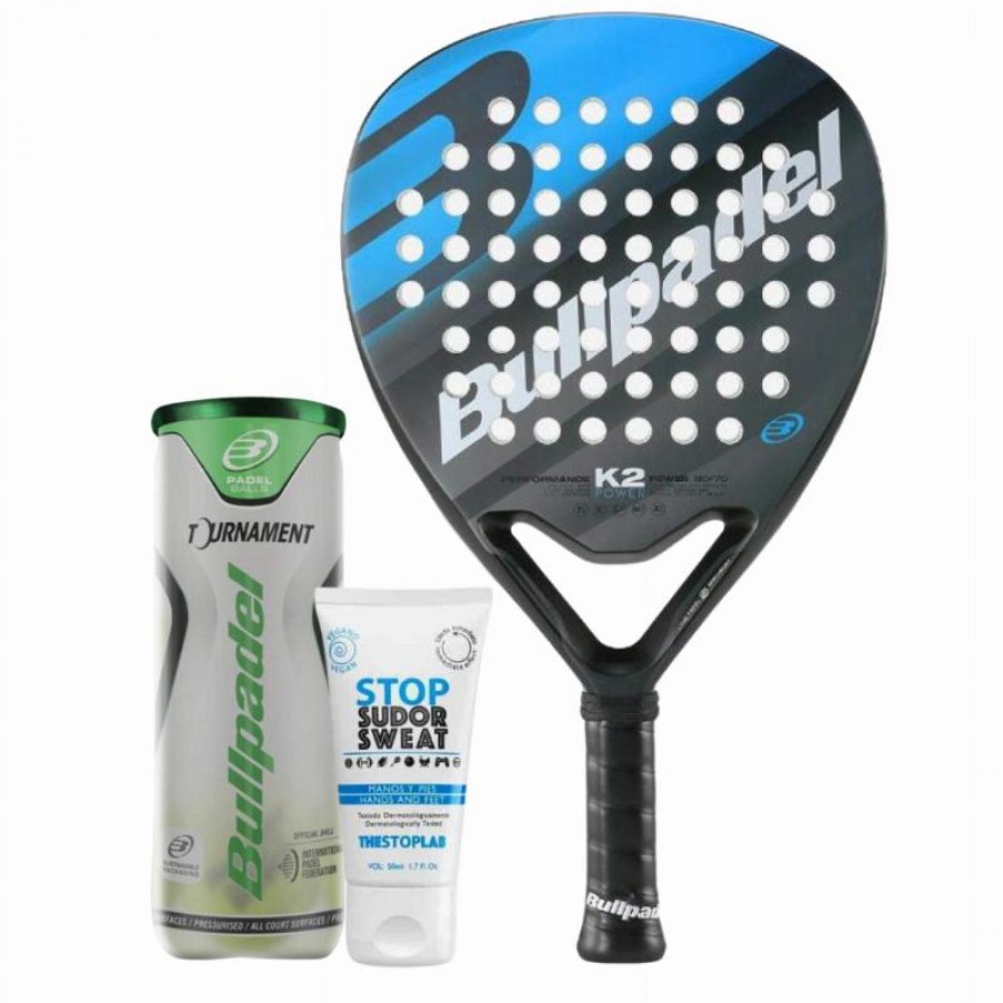 Pack Bullpadel K2 Power 2023 Racket with Magnesium and Balls  Offer + Cheap