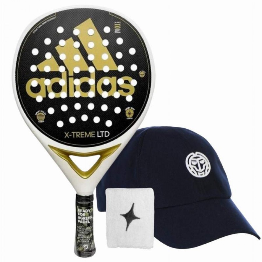 Pack Adidas X-Treme White Gold Racket with Cap and Wristband  Offer + Cheap