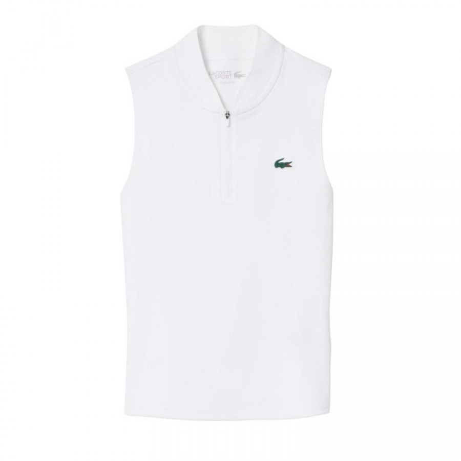 Polo Lacoste Branco Branco Seco Ultra Seco sem mangas