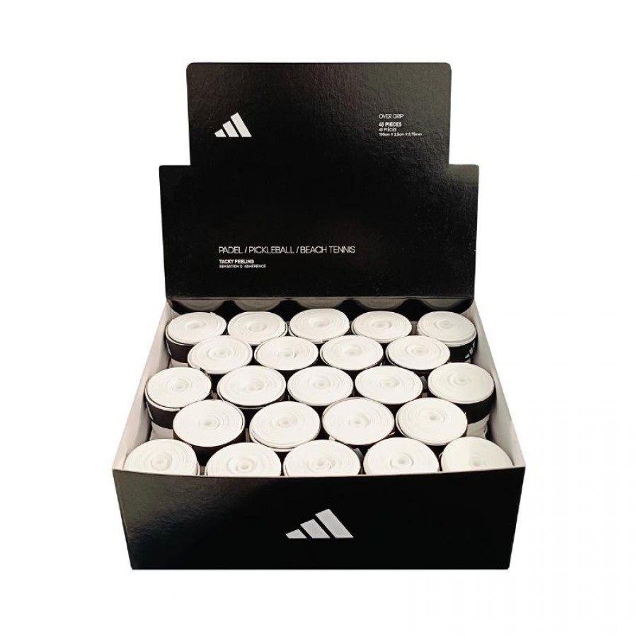Caja Adidas 45 Overgrips Tacky Feeling Blancos  Oferta + Barato