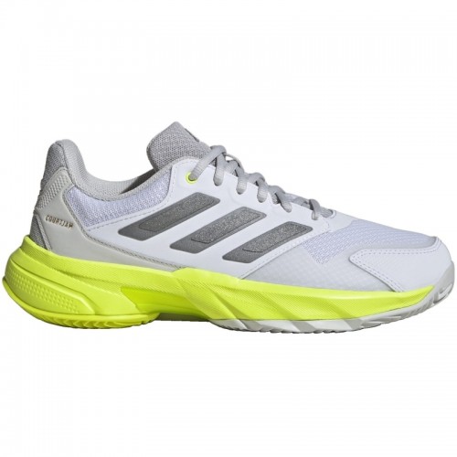 Zapatillas Adidas CourtJam Control 3 Blanco Plata Lucid Limon Mujer
