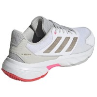 Tênis Adidas CourtJam Control 3 Branco Prata Vermelho Feminino